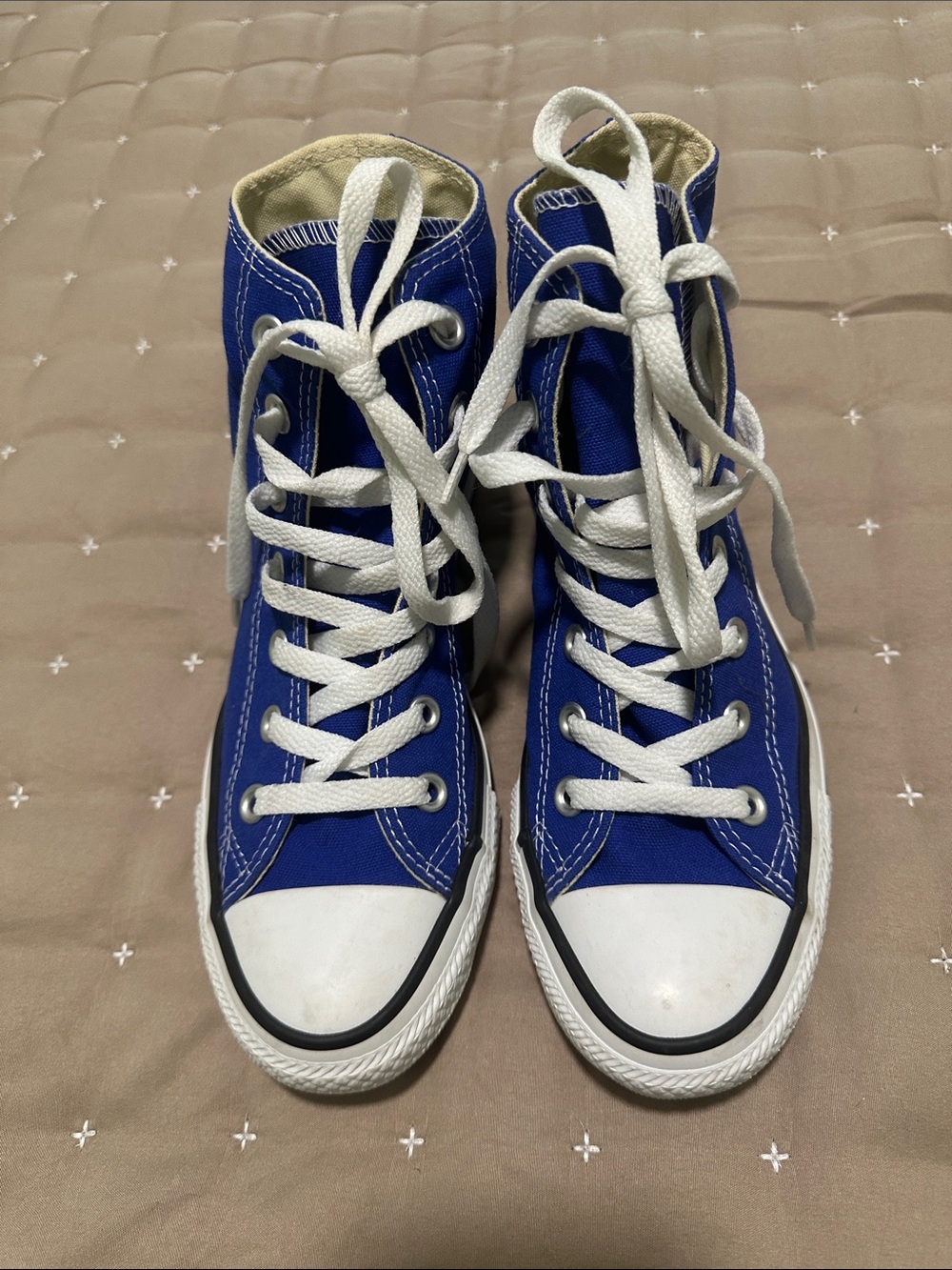 Converse High-Top Canvas Sneakers in Blue and White